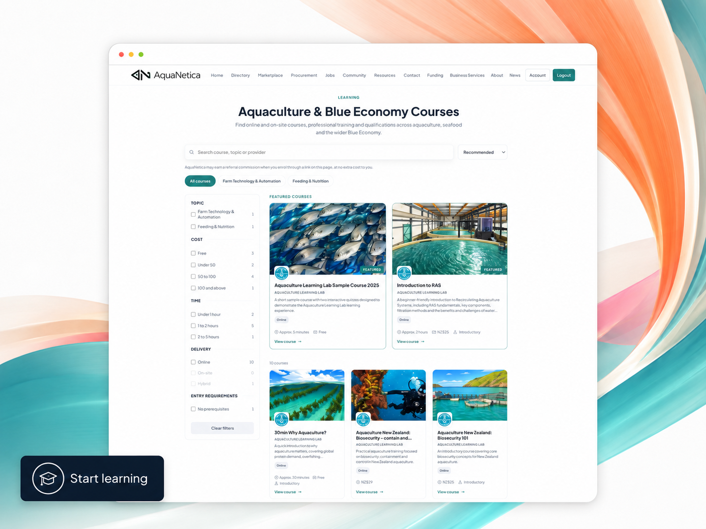 Learn from aquaculture training partners