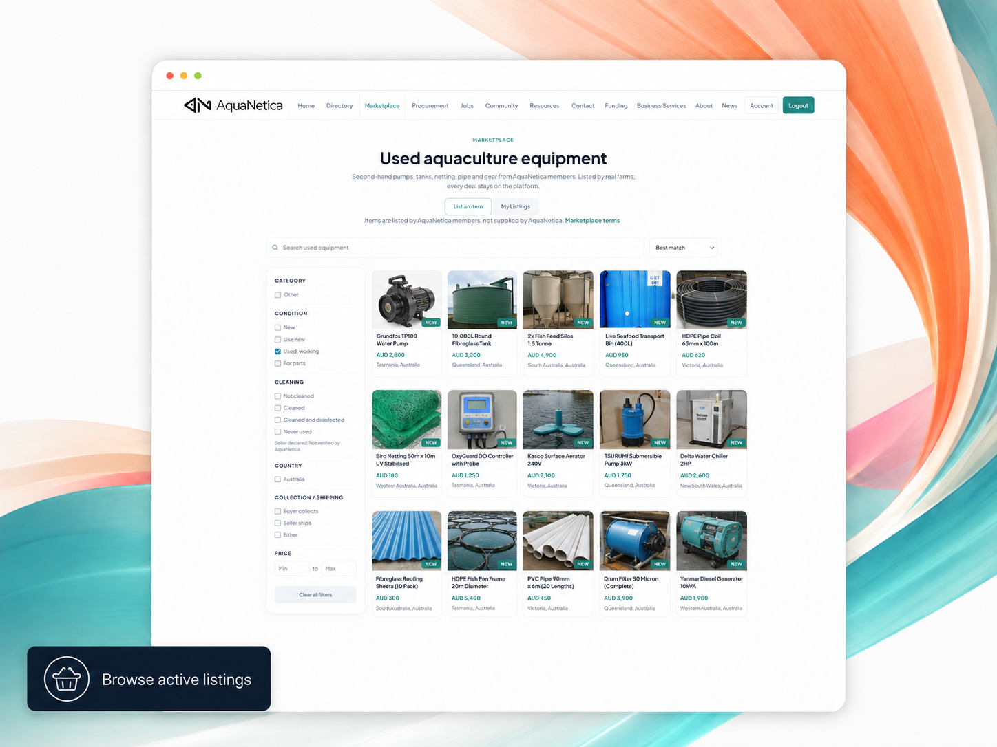 Buy, sell and source aquaculture equipment