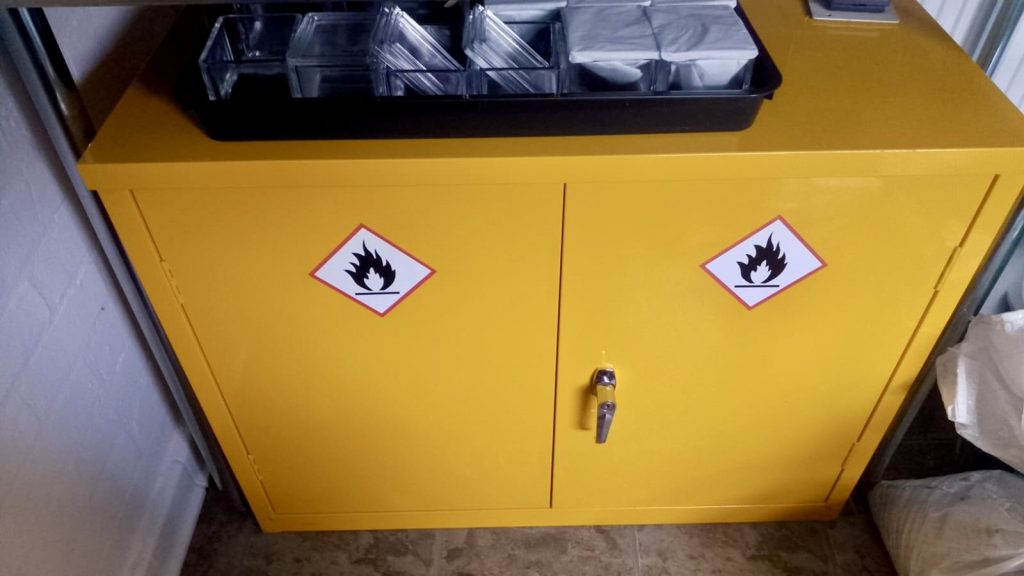 Yellow Flammable / Chemical Storage Cabinet – Wales